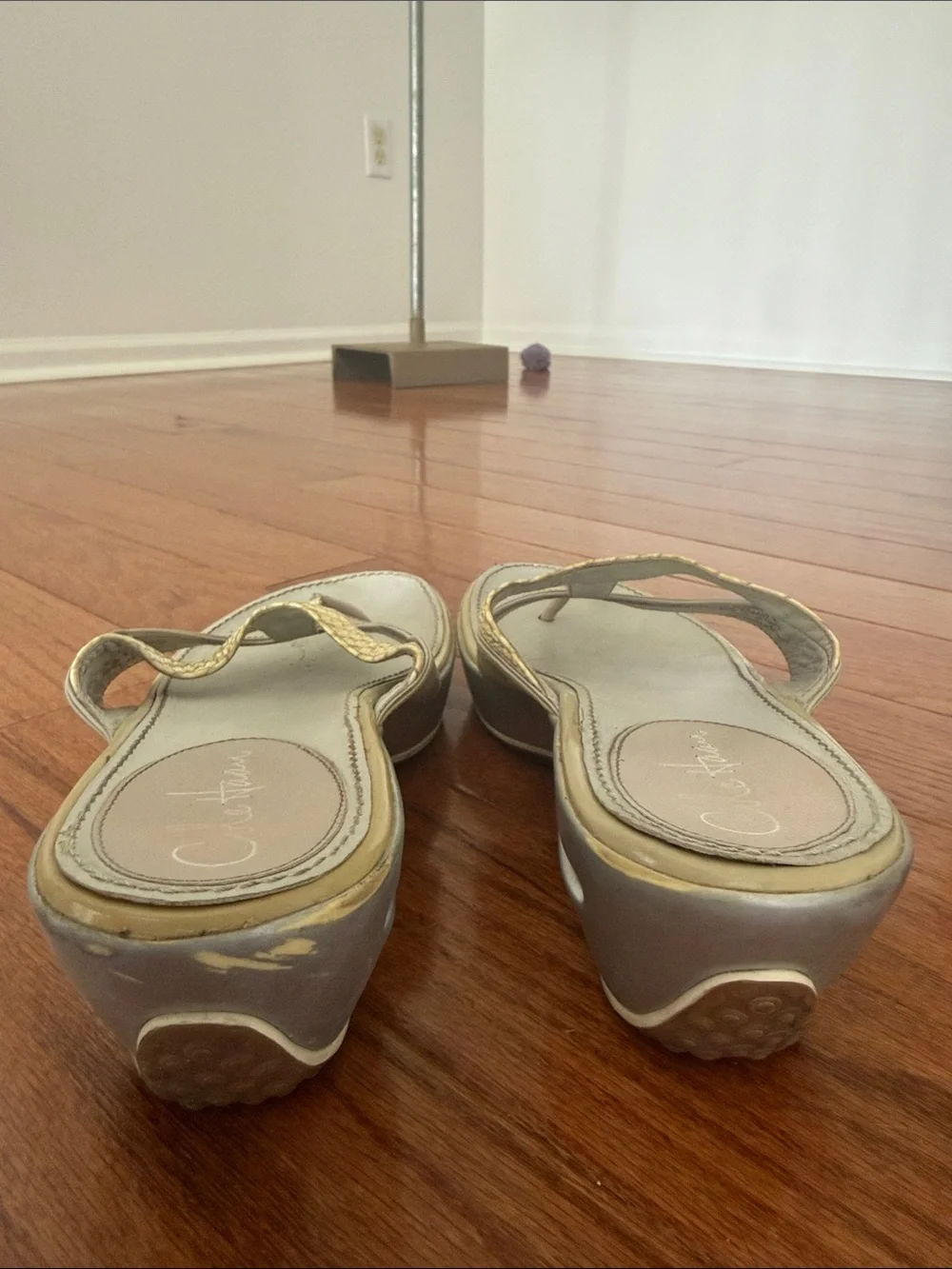 Cole Haan Light Gray and White  Thong Sandals